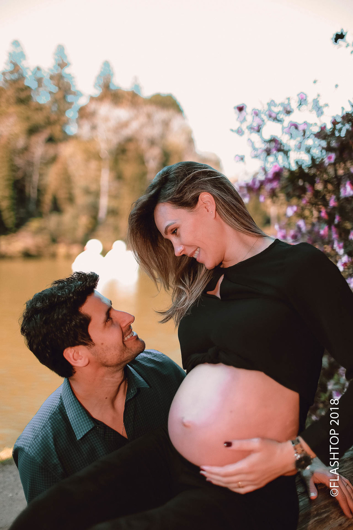 Lindo casal Aline e Marcelo Garcia, a espera da Isabela em Gramado