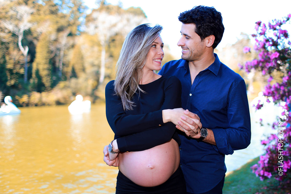 Lindo casal Aline e Marcelo Garcia, a espera da Isabela em Gramado