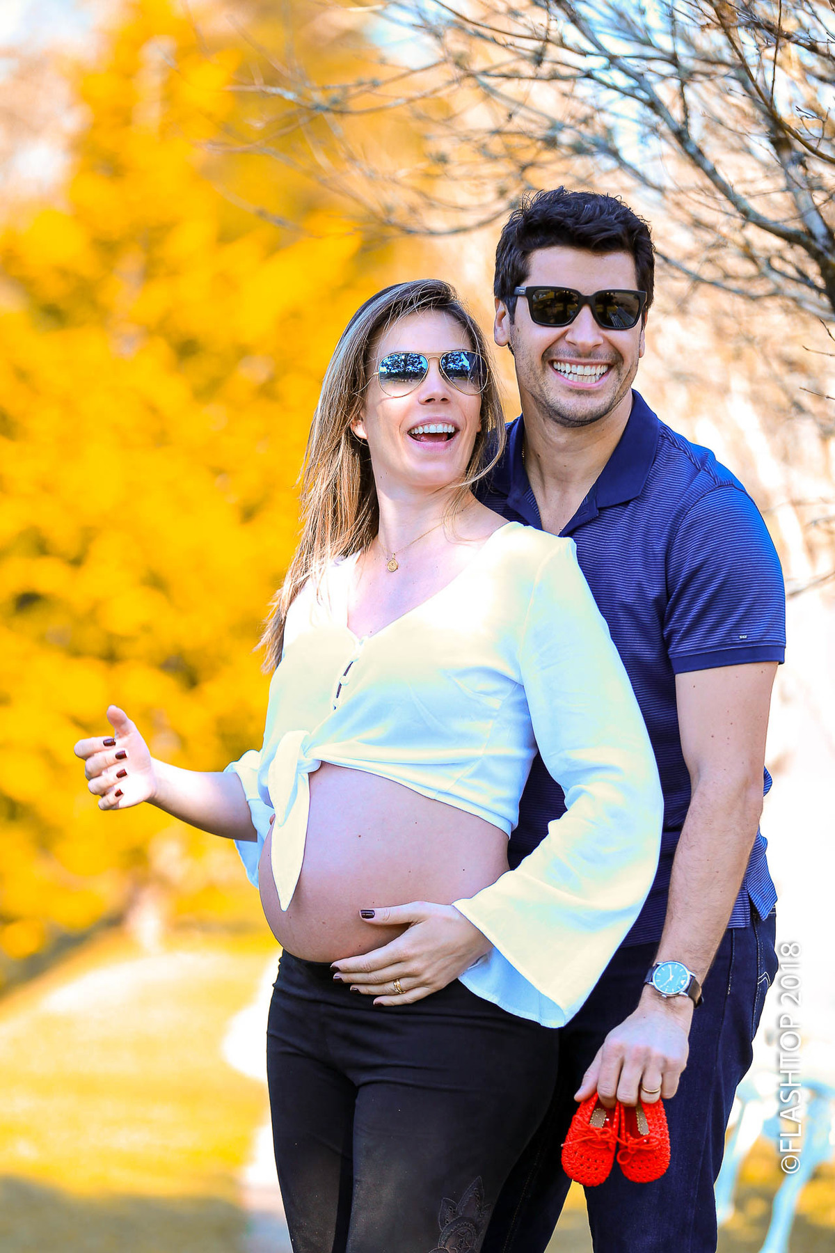 Lindo casal Aline e Marcelo Garcia, a espera da Isabela em Gramado