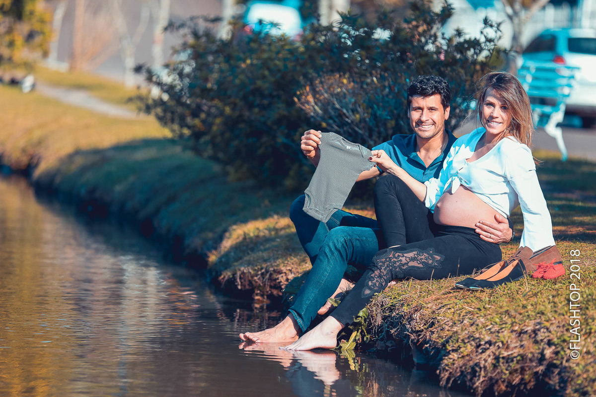 Lindo casal Aline e Marcelo Garcia, a espera da Isabela em Gramado