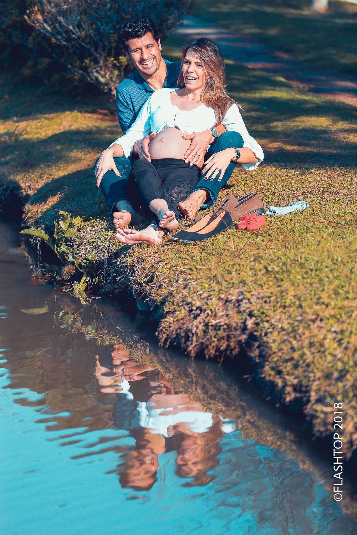 Lindo casal Aline e Marcelo Garcia, a espera da Isabela em Gramado