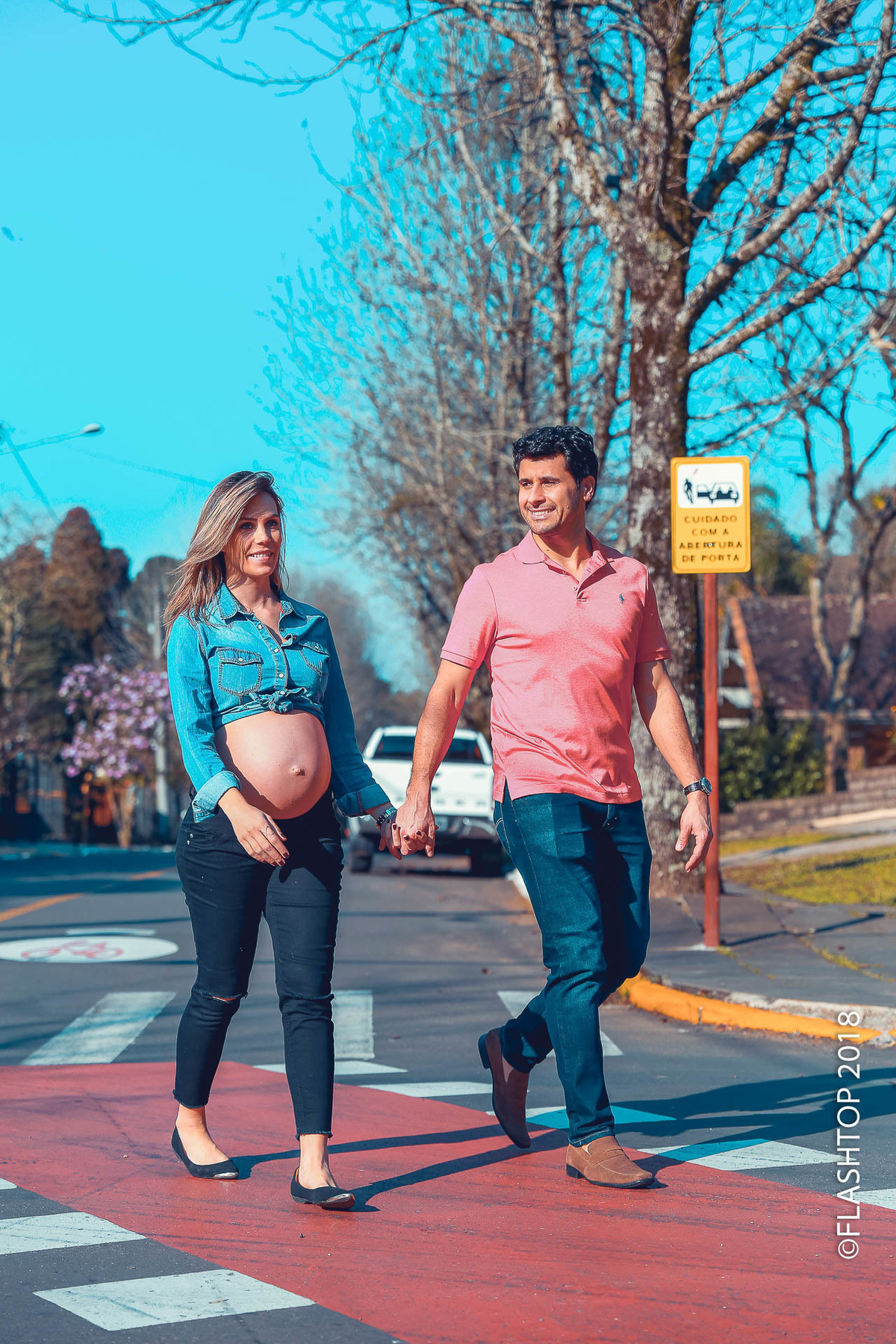 Lindo casal Aline e Marcelo Garcia, a espera da Isabela em Gramado