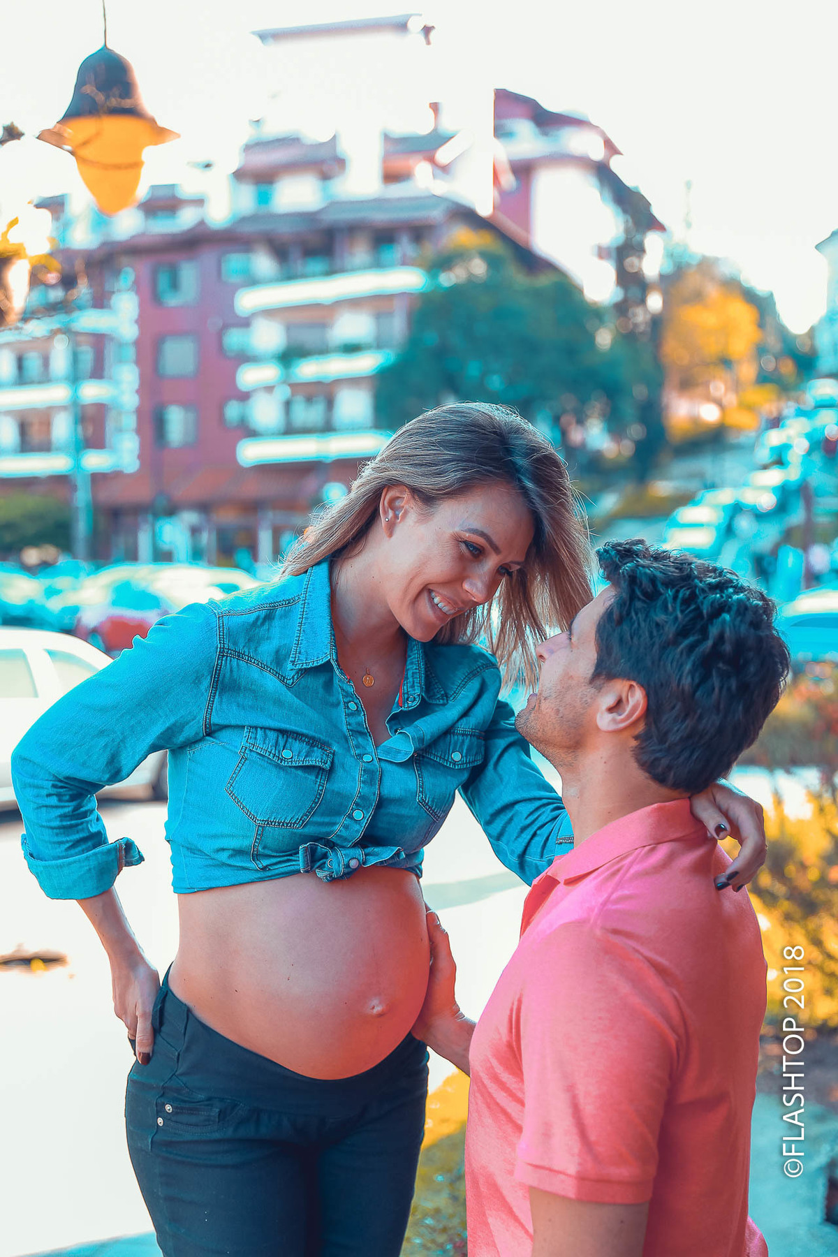 Lindo casal Aline e Marcelo Garcia, a espera da Isabela em Gramado