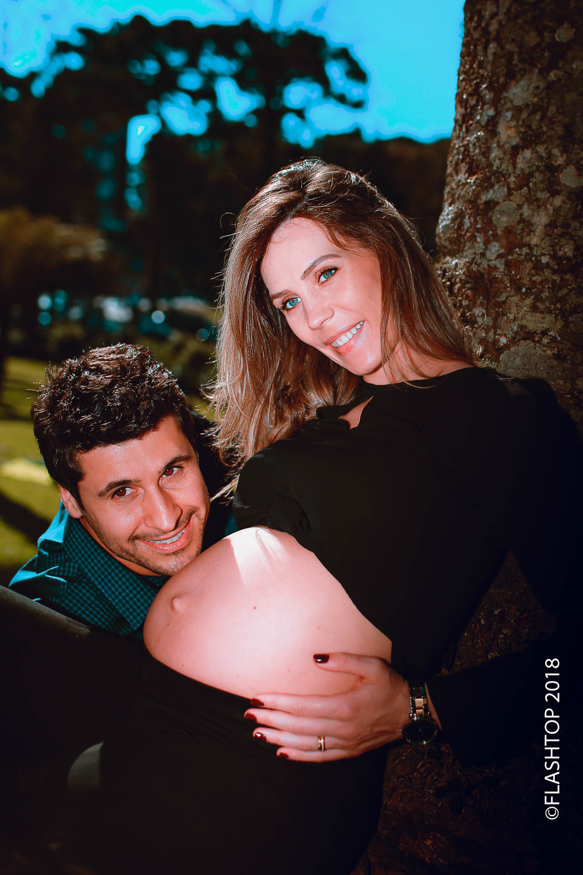 Lindo casal Aline e Marcelo Garcia, a espera da Isabela em Gramado