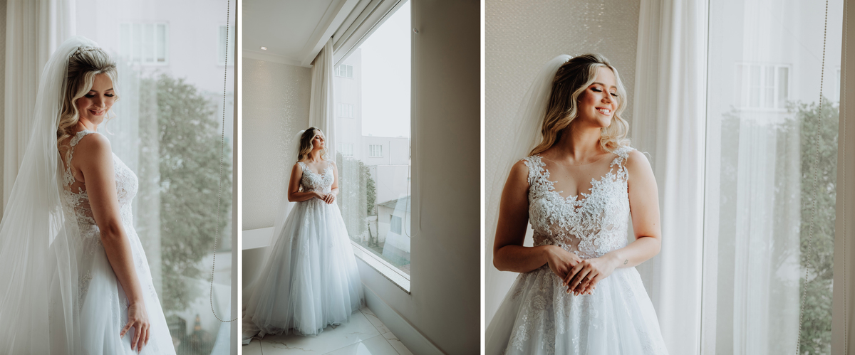 Making of da noiva em salão de beleza em Maringá vestido princesa