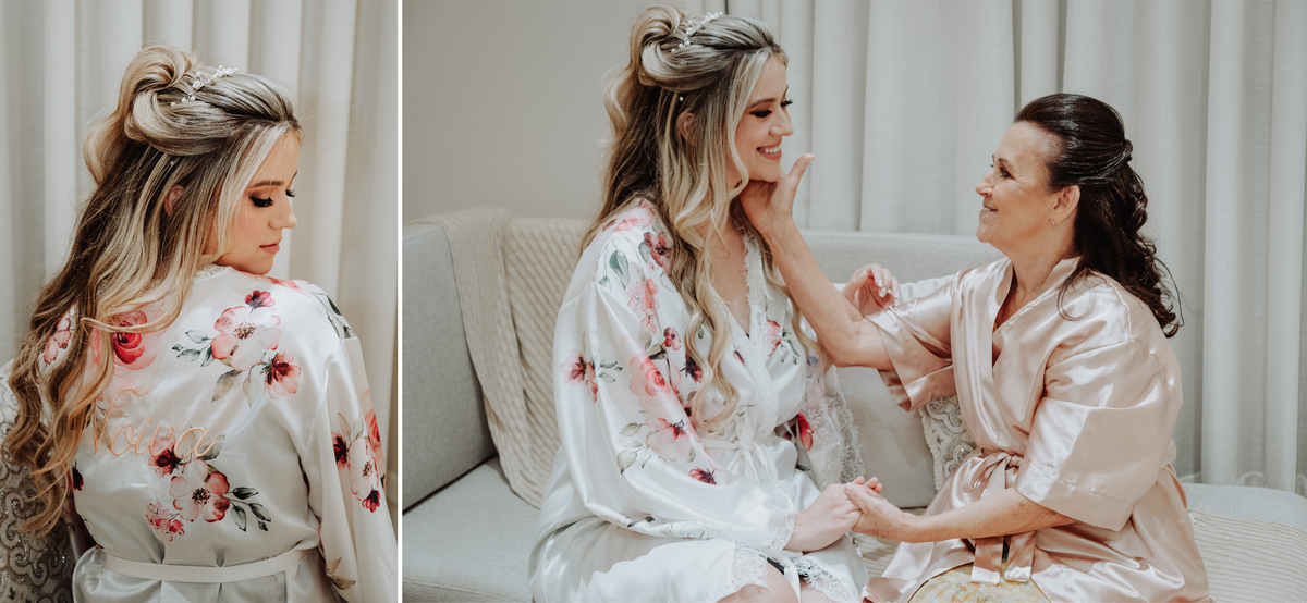 Mãe com noiva no seu making of em maringá