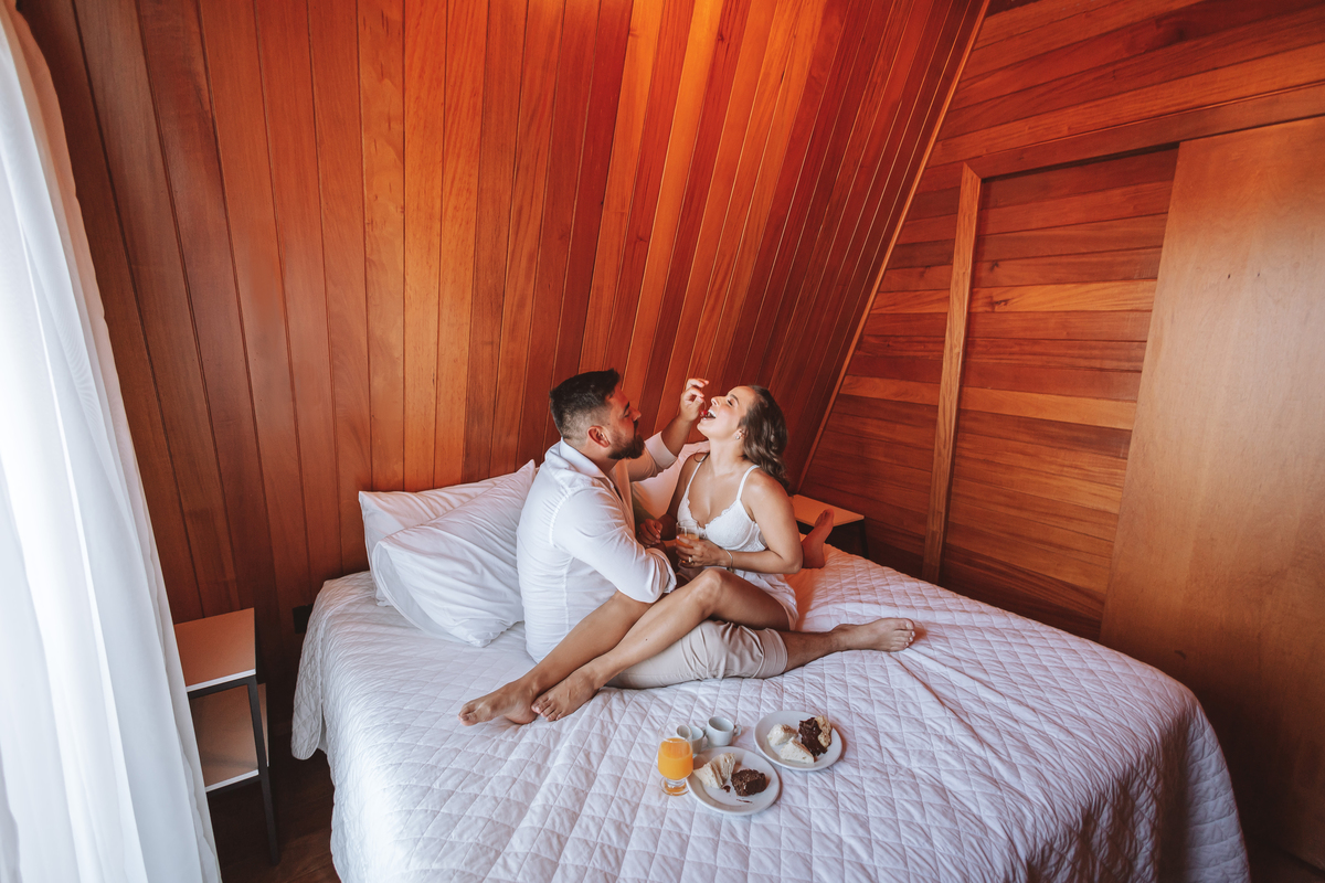 Ensaio fotógrafico feito na cama