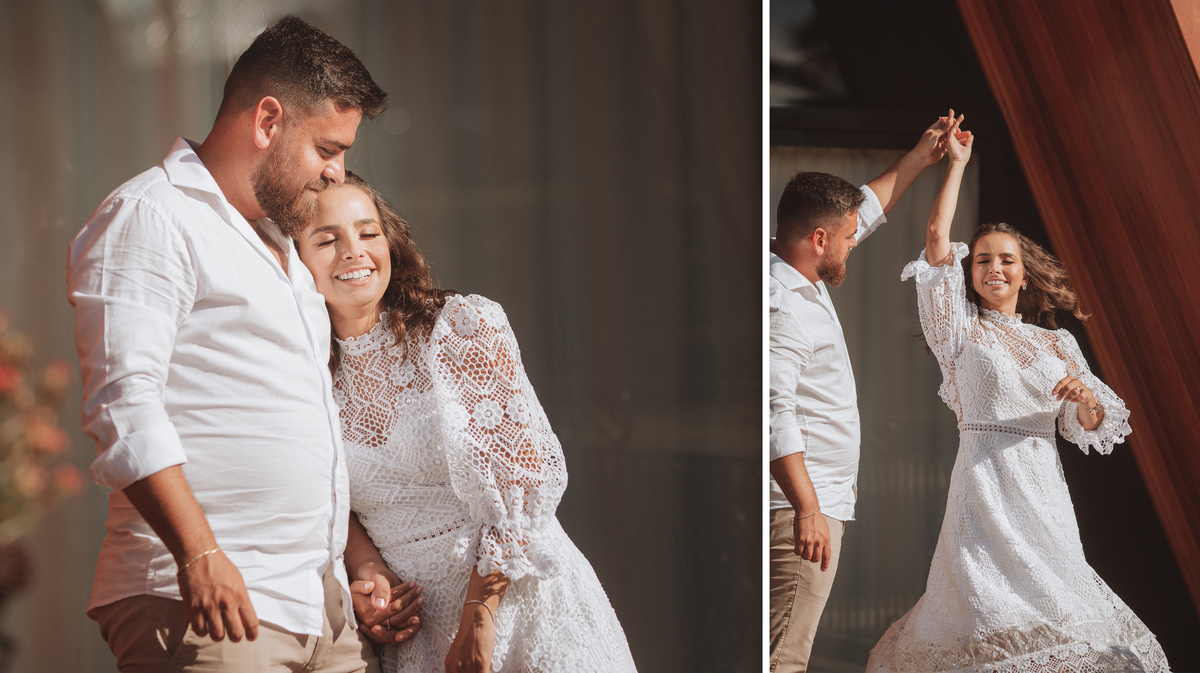 Casal faz fotos de pré casamento em chalé dos Lagos