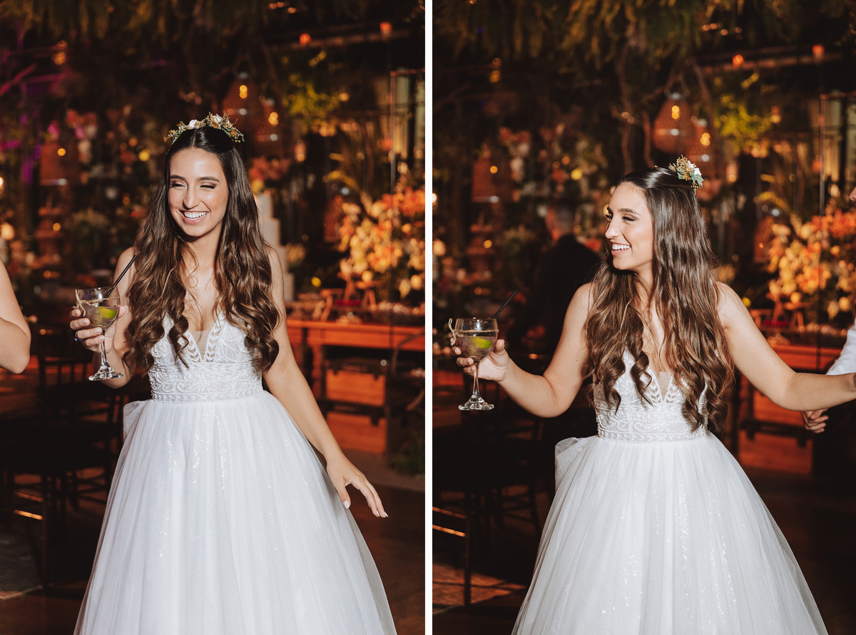 fotos noiva com taça de champagne em casamento 