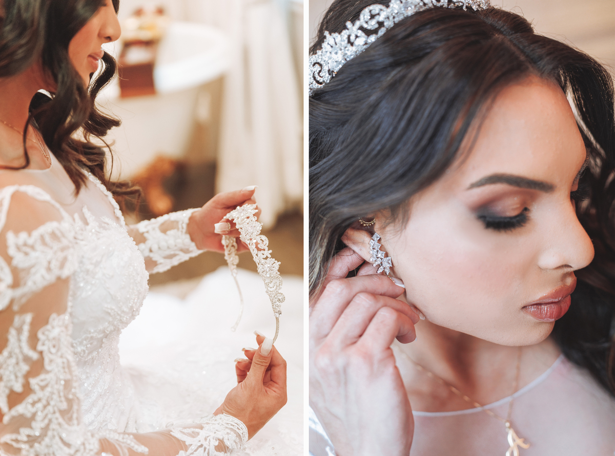 fotografia de detalhes de noiva se arrumando em maringa