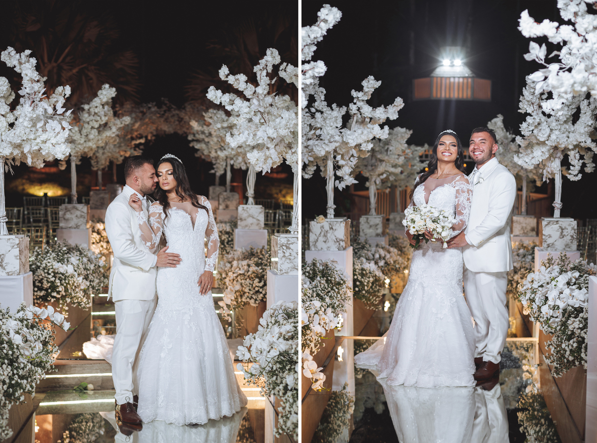 fotos de noivos no casamento com decoração classica em maringa chacara eden garden  