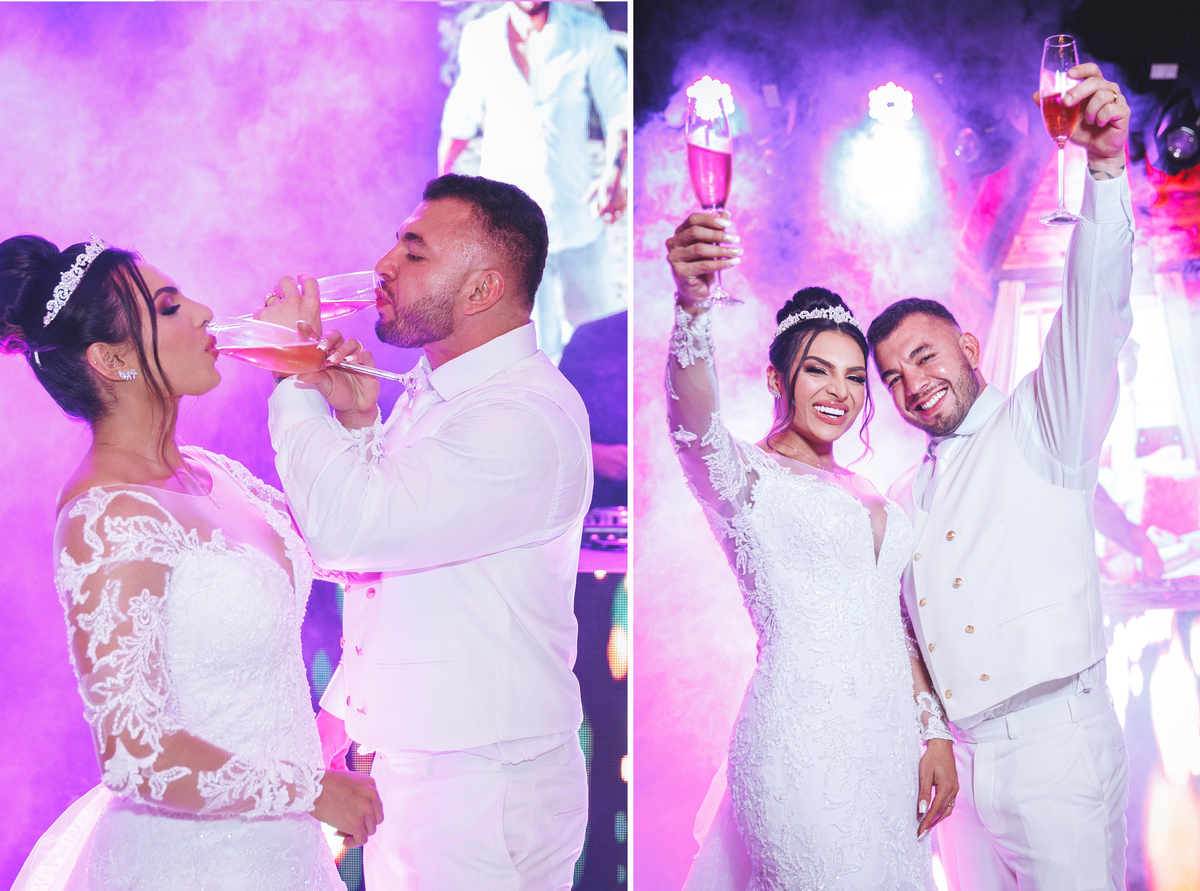 fotos brinde de noivos na festa de casamento 
