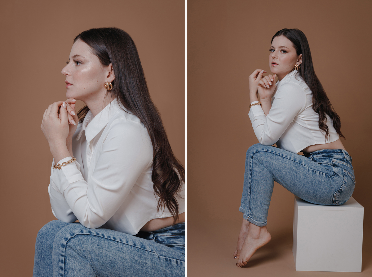 ensaio corporativo com fotos espontaneas e alegres fotografo de profissionais em maringá ensaio de estudio para esteticista