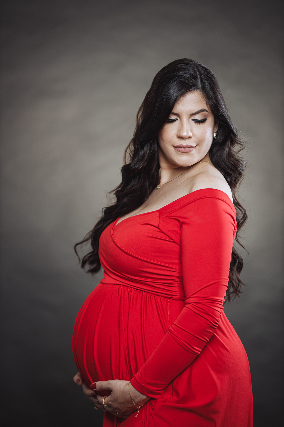 ensaio de gestante de vestido vermelho fotografo de gestante