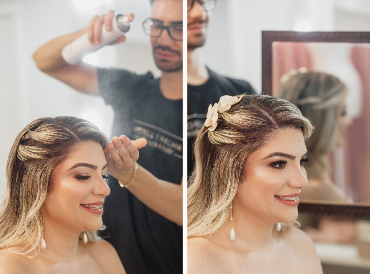 Making Of de noiva fazendo penteado de casamento