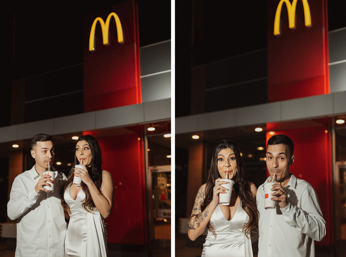 Pré Wedding noturno fotos na cidade ensaio no mc donalds maringá fotos de casal fotografo maringá pre wedding no mc donalt's
