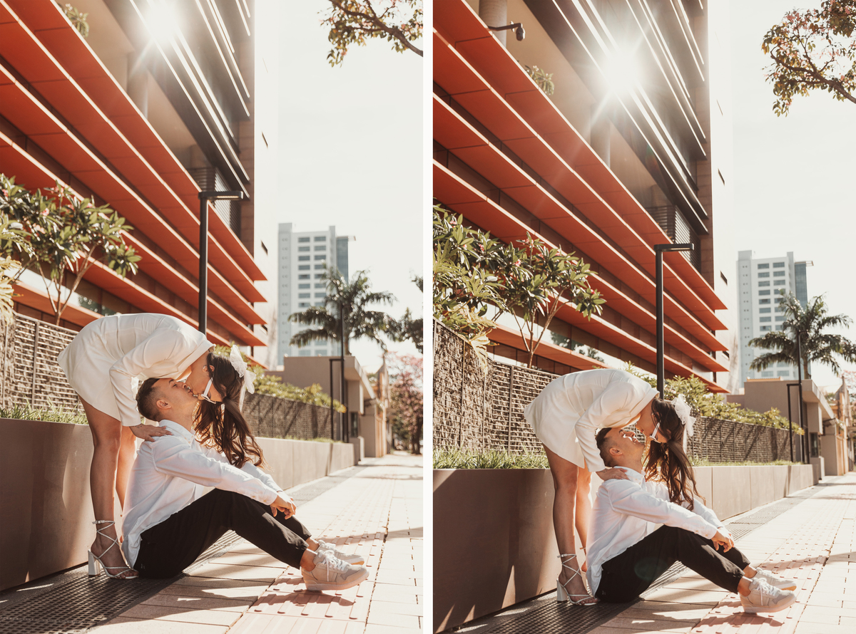 pré wedding no Sicredi Dexis Maringá ensaio de casal externo moderno urbano melhor fotógrafo maringá