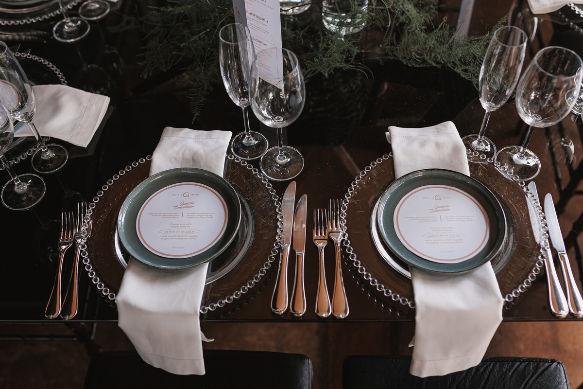inspiração de decoração da mesa de jantar de casamento