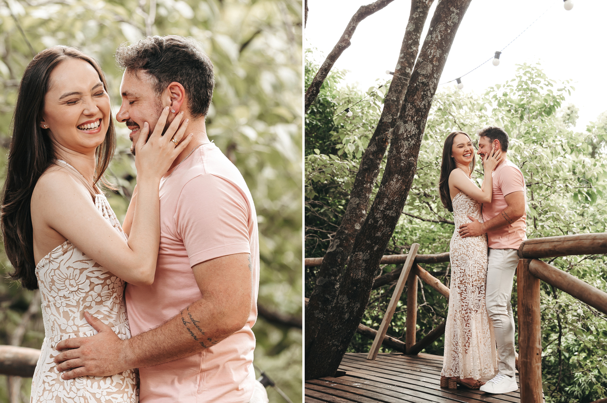 ensaio pre casamento com fotos romanticas em meio a natureza de maringá 