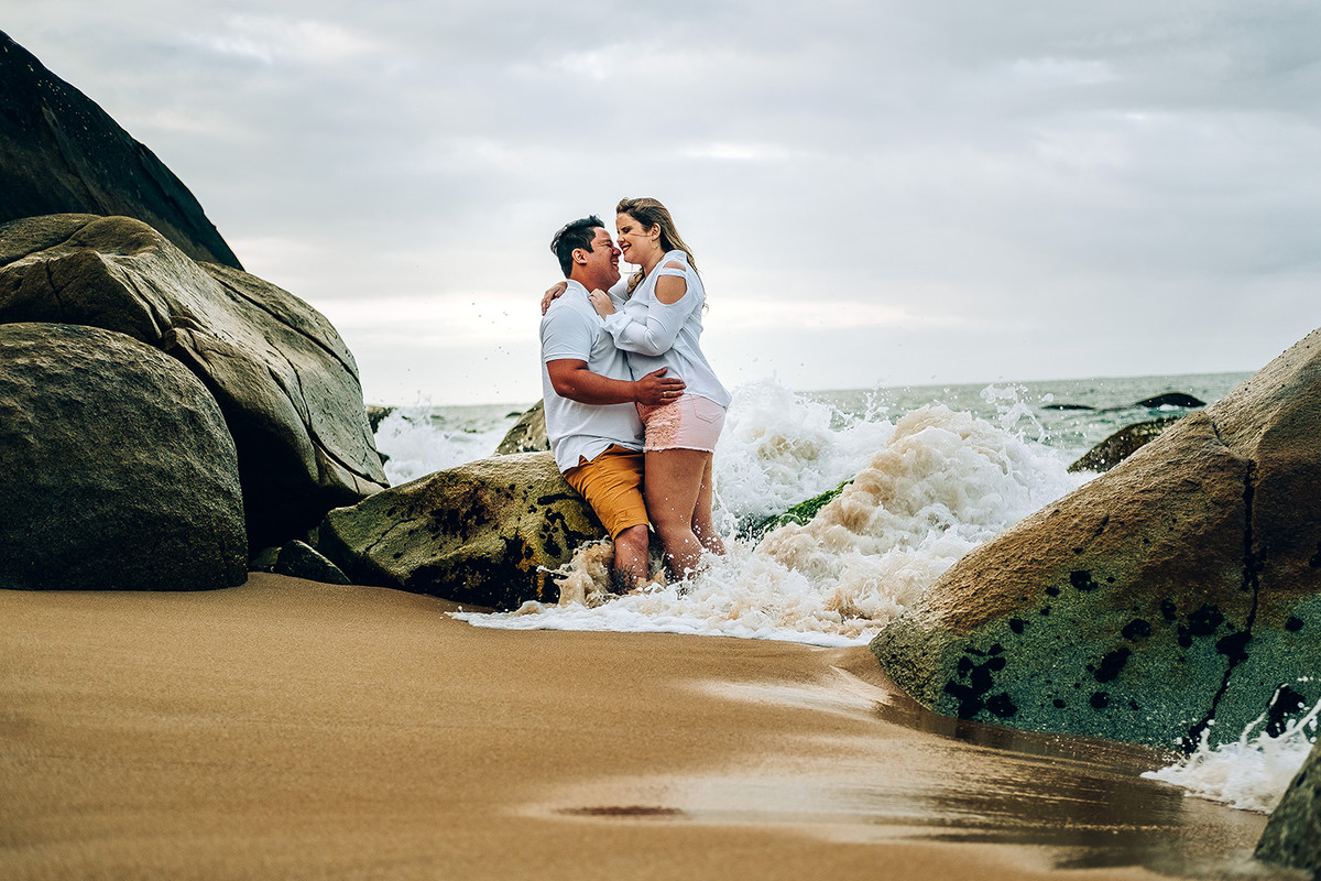 Pré wedding de casal na praia