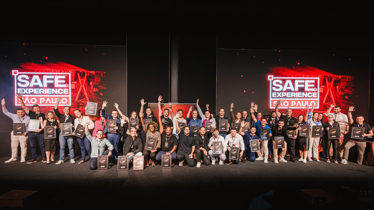 Equipe em evento de fotos corporativa 