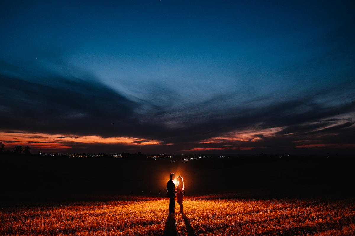 Pré Wedding foto do por do sol com casal