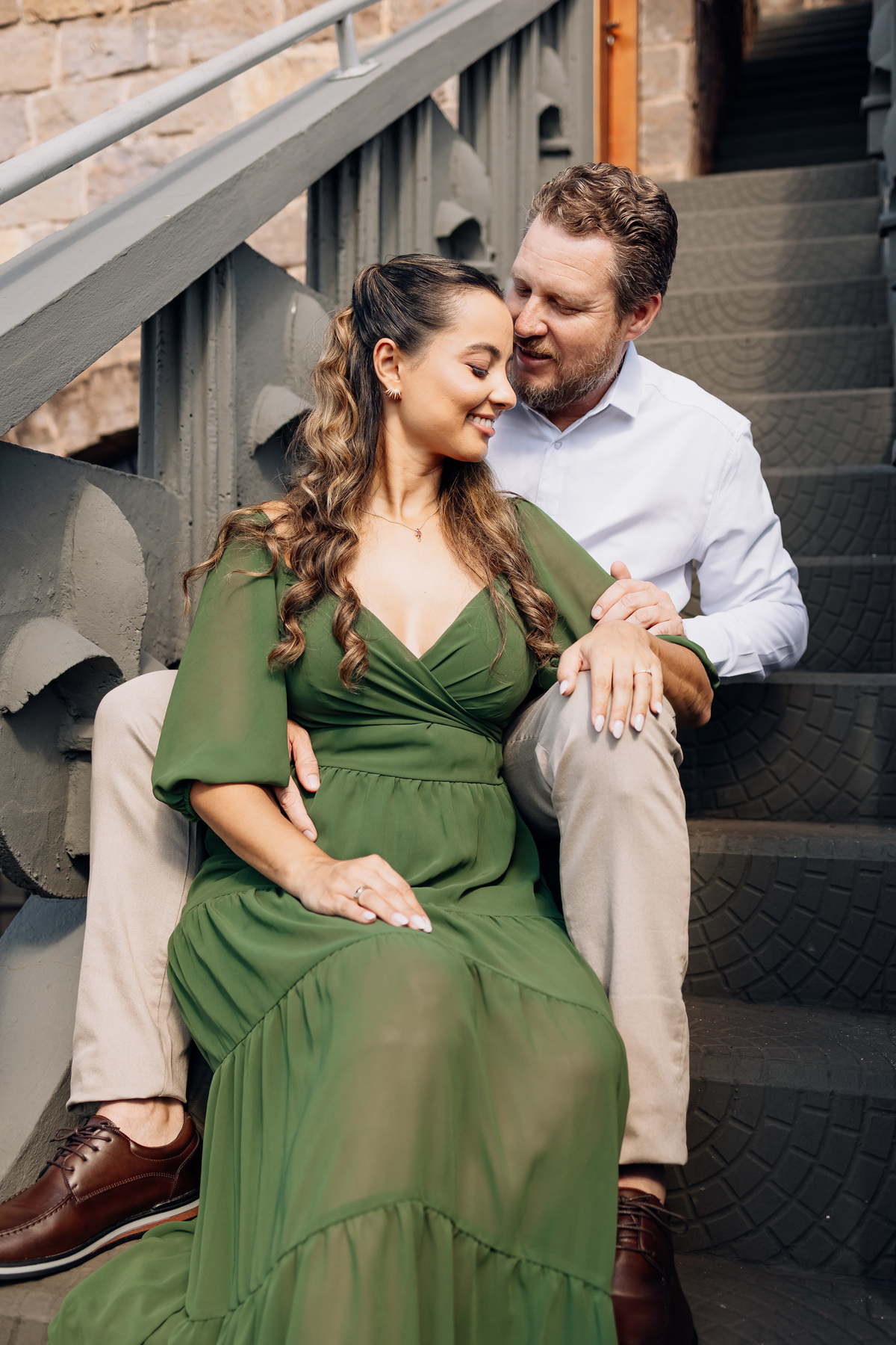 look no tom verde para pre-wedding 