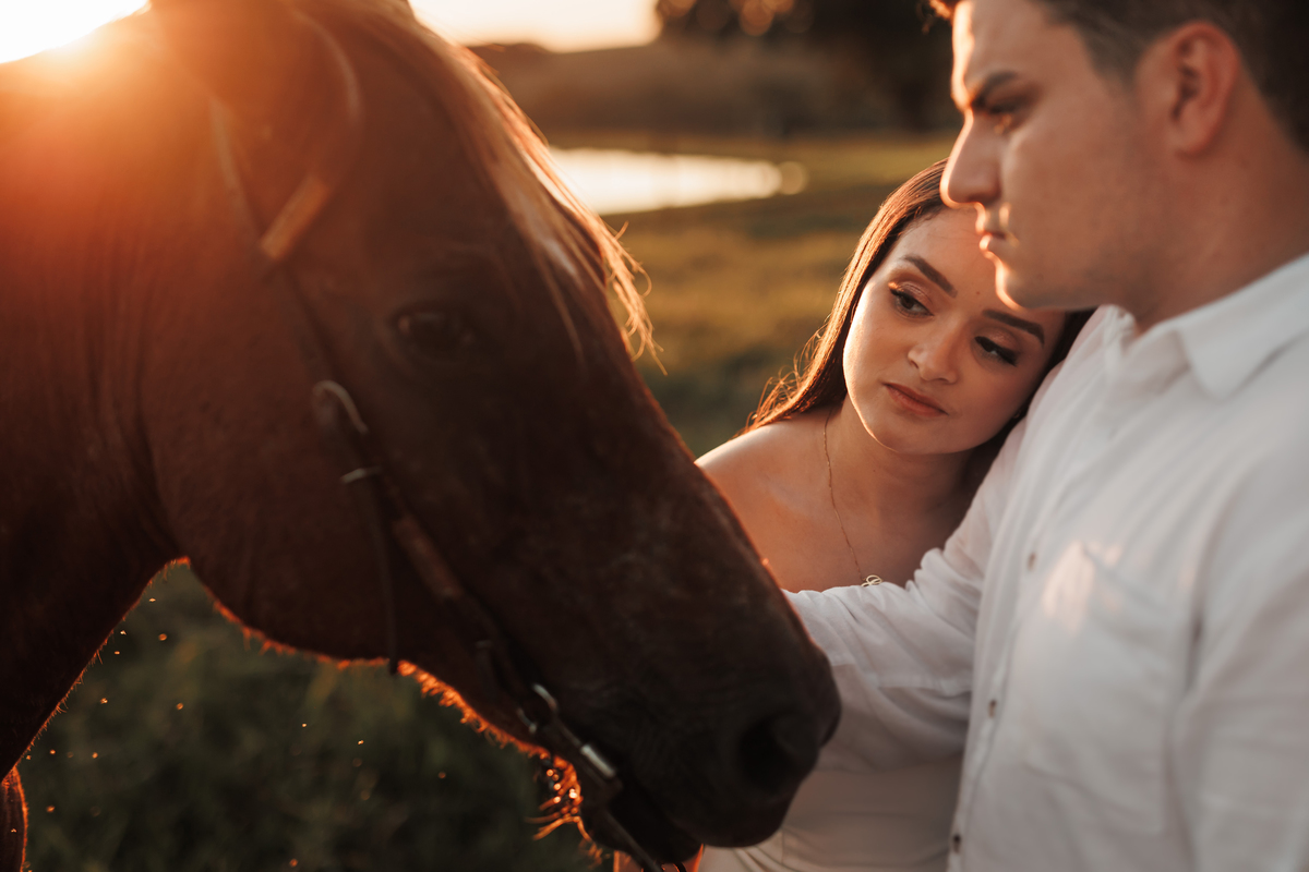 Ensaio pré-casamento com cavalo ao pôr do sol  o melhor fotografo de Maringá 
