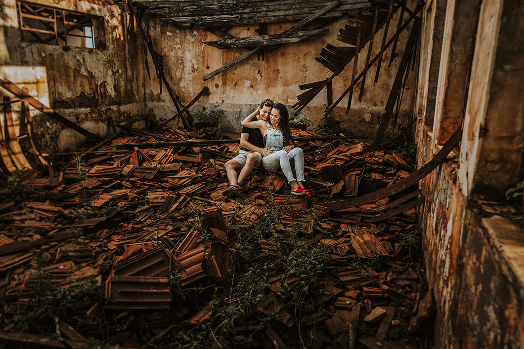 pré wedding em uma construção abandonada em Nova