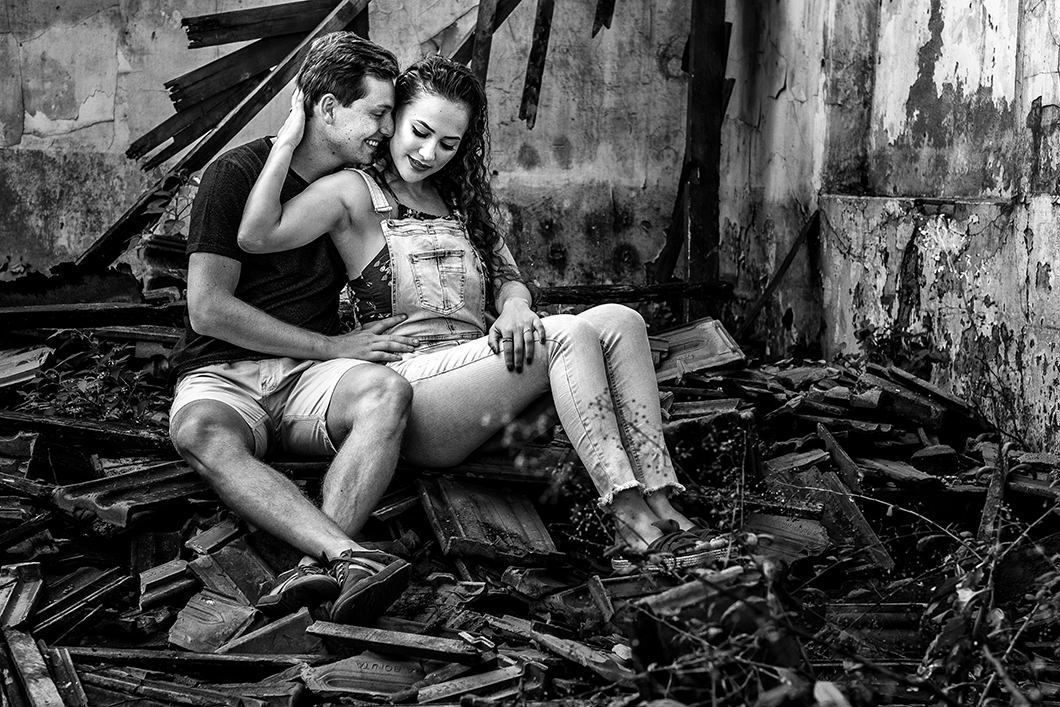 fotos feitas antes do casamento em lugar abandonado 