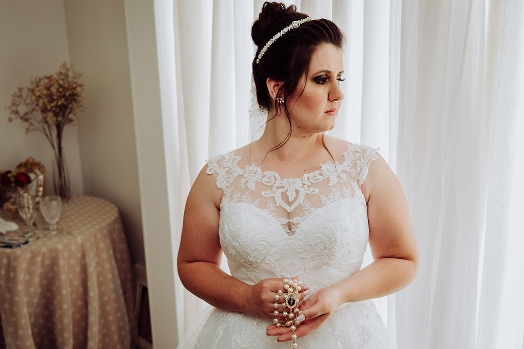 retrato da noiva pronta para o casamento 