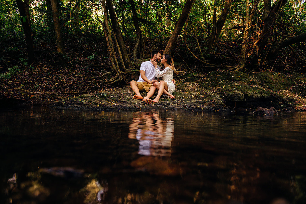 foto com reflexo pre wedding