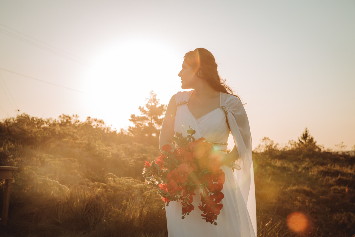 lindos retratos de noiva feitos no por do sol