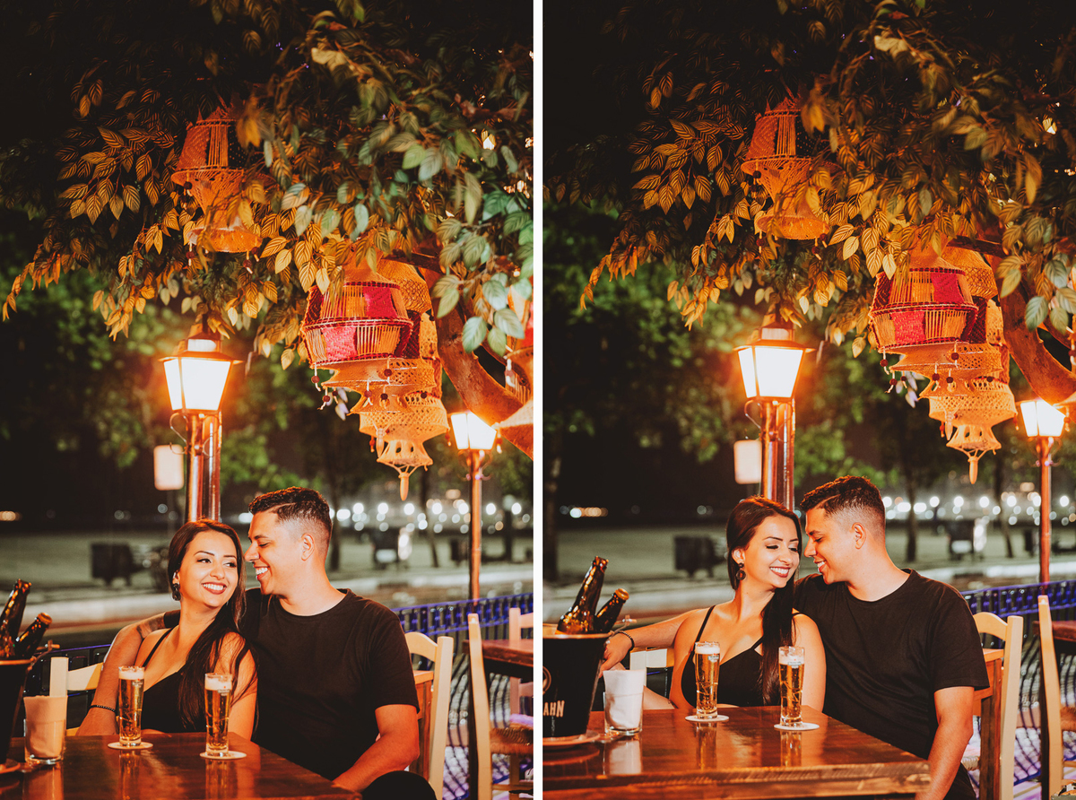 fotos de pre wedidng com ideias originais, fotos do casal em um bar n abeira mar de em  balneario camboriu Santa Catarina