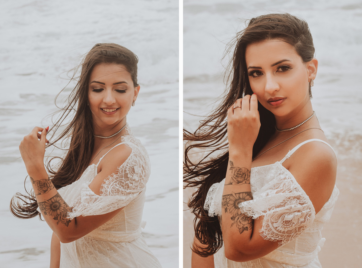 lindos retratos da noiva feito em pre wedding na praia em balneario 