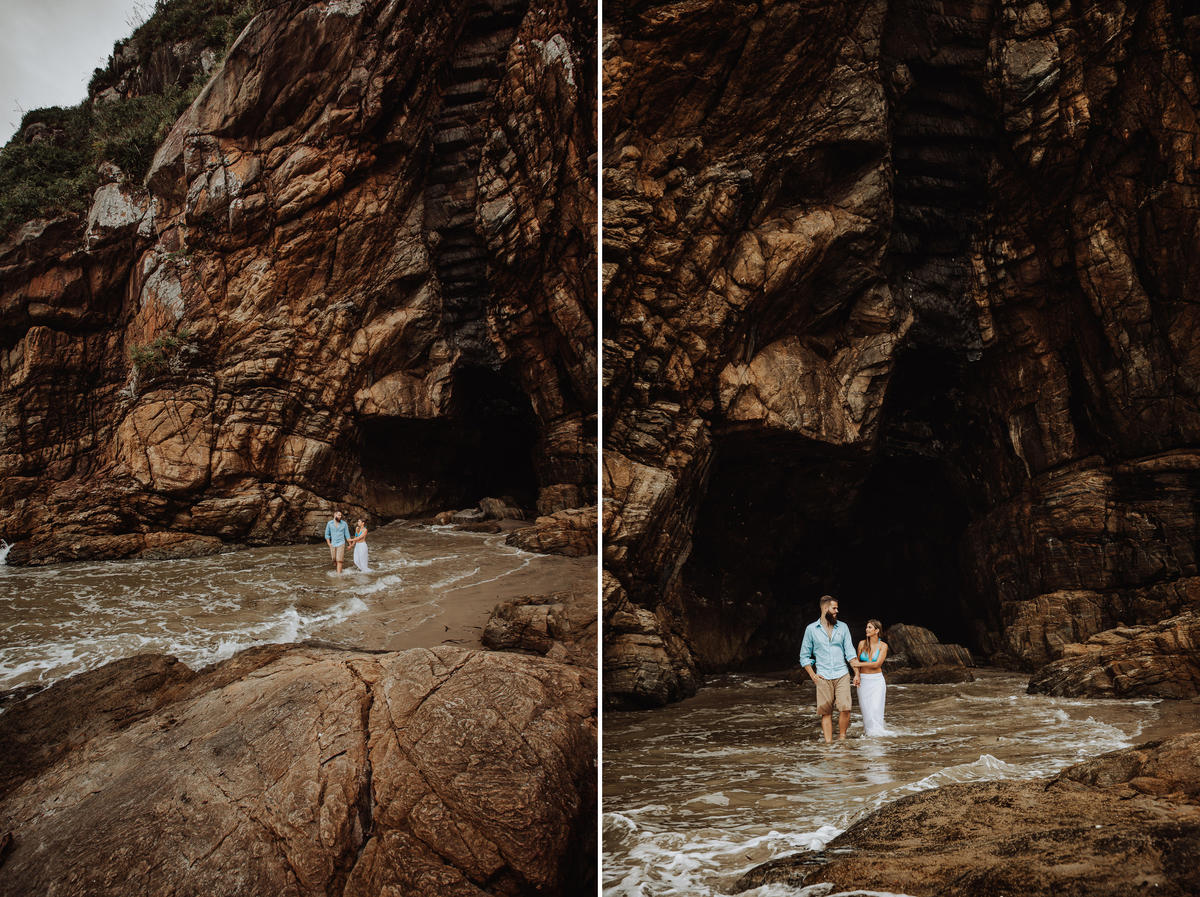 ensaio de pre casamento feito nos pontos turisticos da ilha do mel, gruta da ilha do mel 