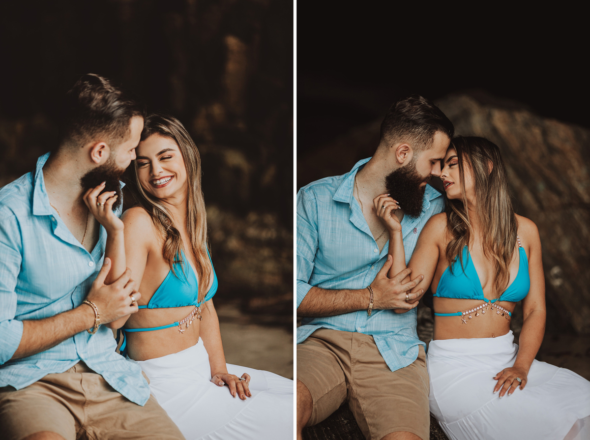 ensaio de pre casamento com fotos romanticas na praia 