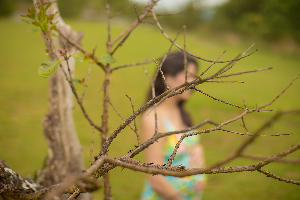 Ensaio gestante da Lilian e Alex com Gustavo Sousa fotografia em Curitiba. Book em externa. Morro do Monge. Vestido verde estampado com flores