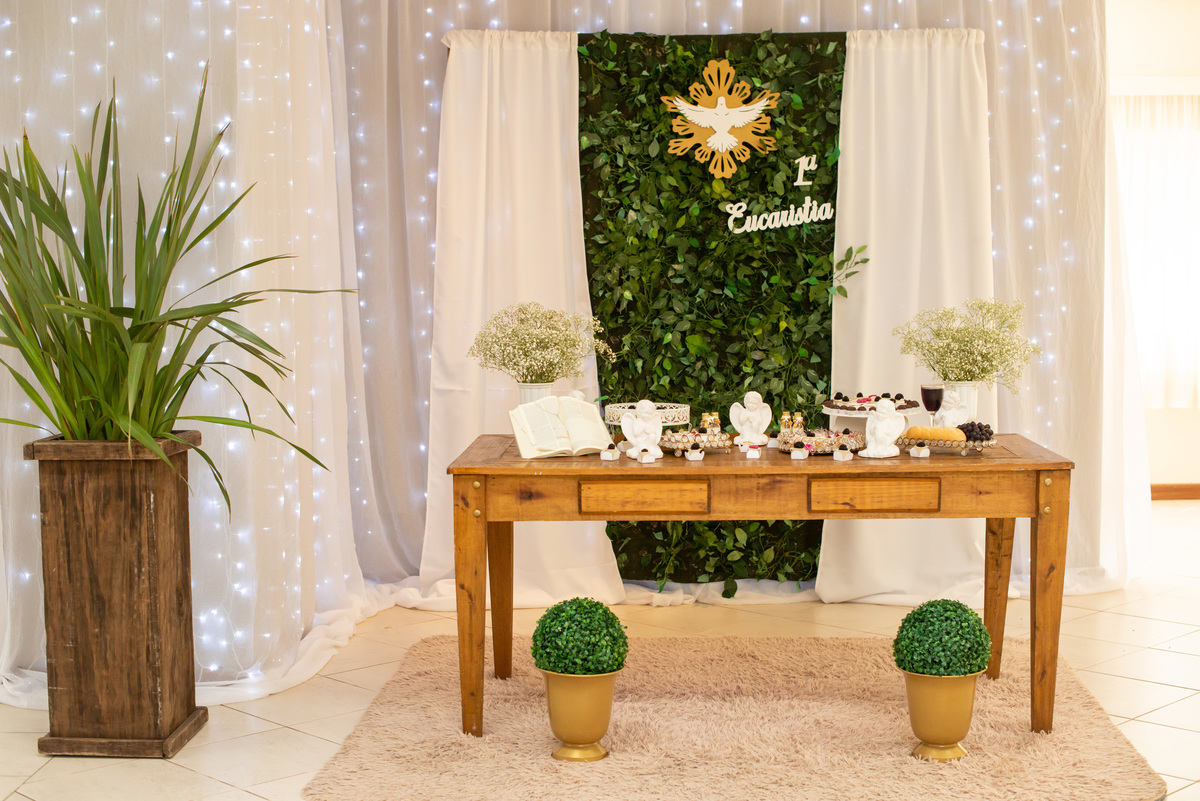 Decoração de festa de Primeira Comunhão