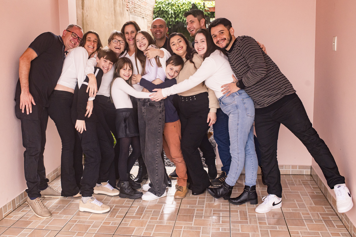 Ensaio na casa da avó, família reunida