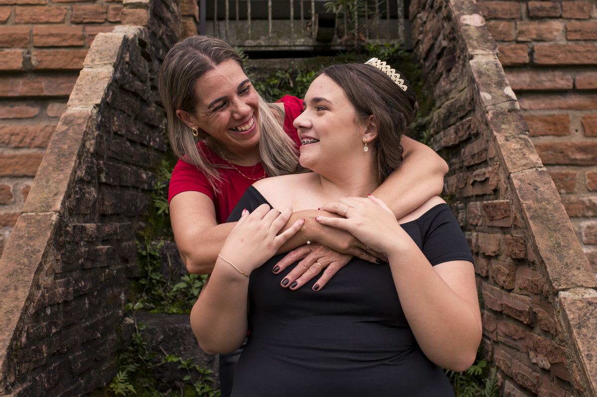 Ensaio pré 15 no Castelo, A Bela e a Fera, foto com a mãe