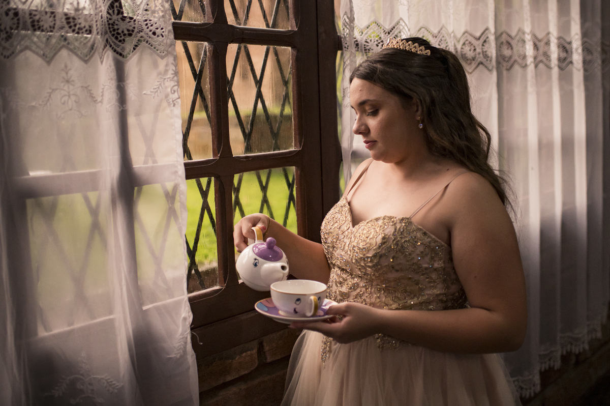 Ensaio pré 15 no Castelo, A Bela e a Fera, chá na janela