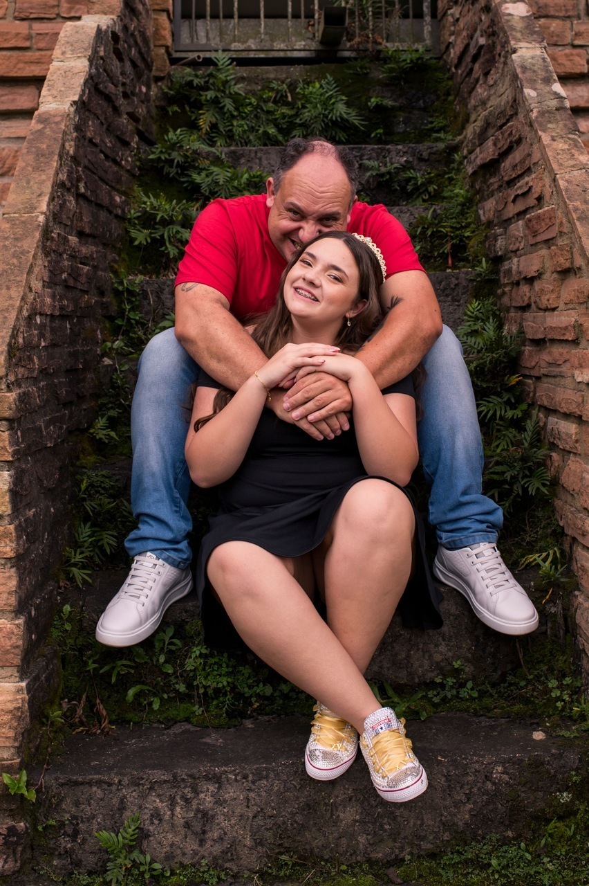 Ensaio pré 15 no Castelo, A Bela e a Fera, foto com o pai