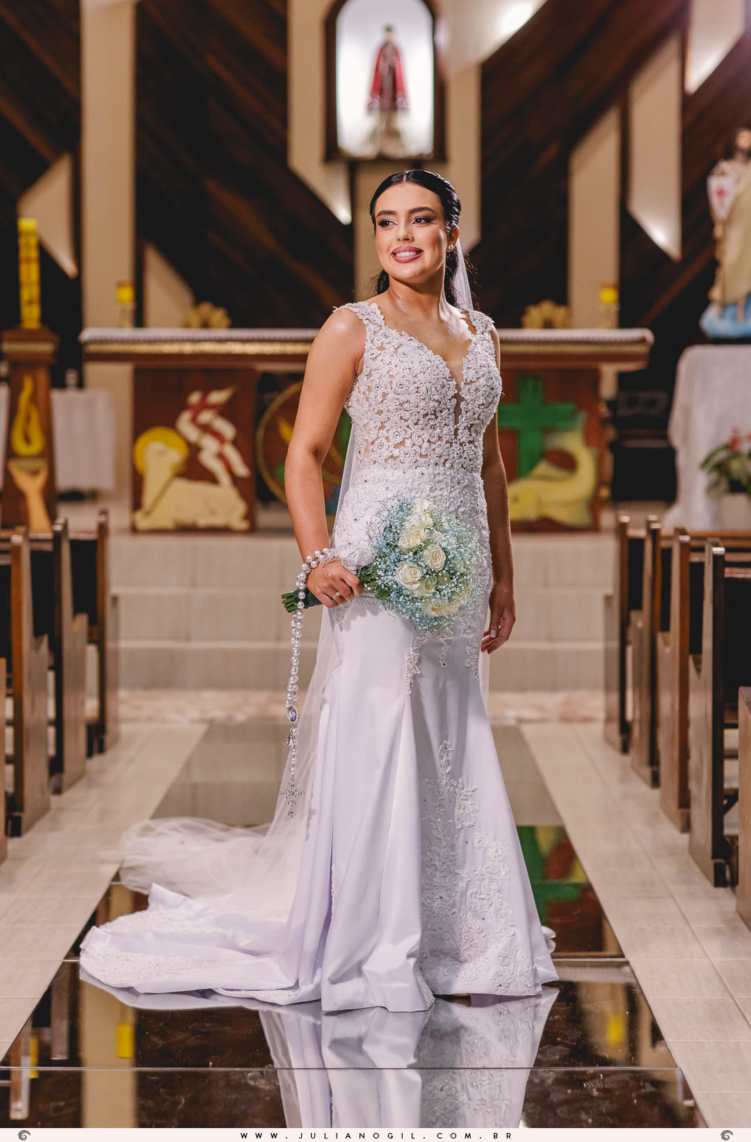 Cerimônia Casamento Willian de Lara Jéssica Wengrzen fotógrafo Juliano Gil Irati Paraná Casamento Igreja Matriz Senhor Bom Jesus