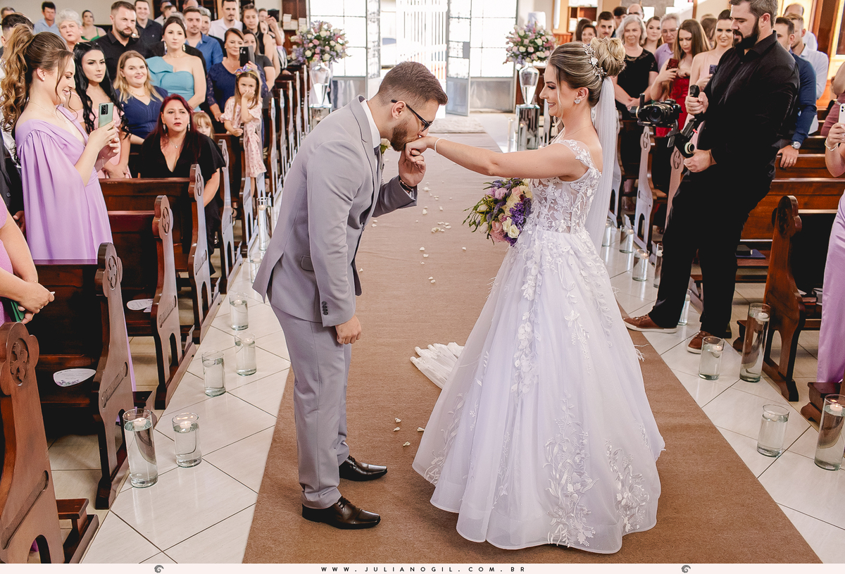 Cerimônia de casamento Noiva Francieli Roik Noivo Anderson Ferreira de Lima fotógrafo Juliano Gil Irati Paraná Casamento Aline Xavier Aline Gabrielle Zerbinatti Igreja Imaculado Coração de Maria Rancho Vó Tereza Hotel Monte Libano