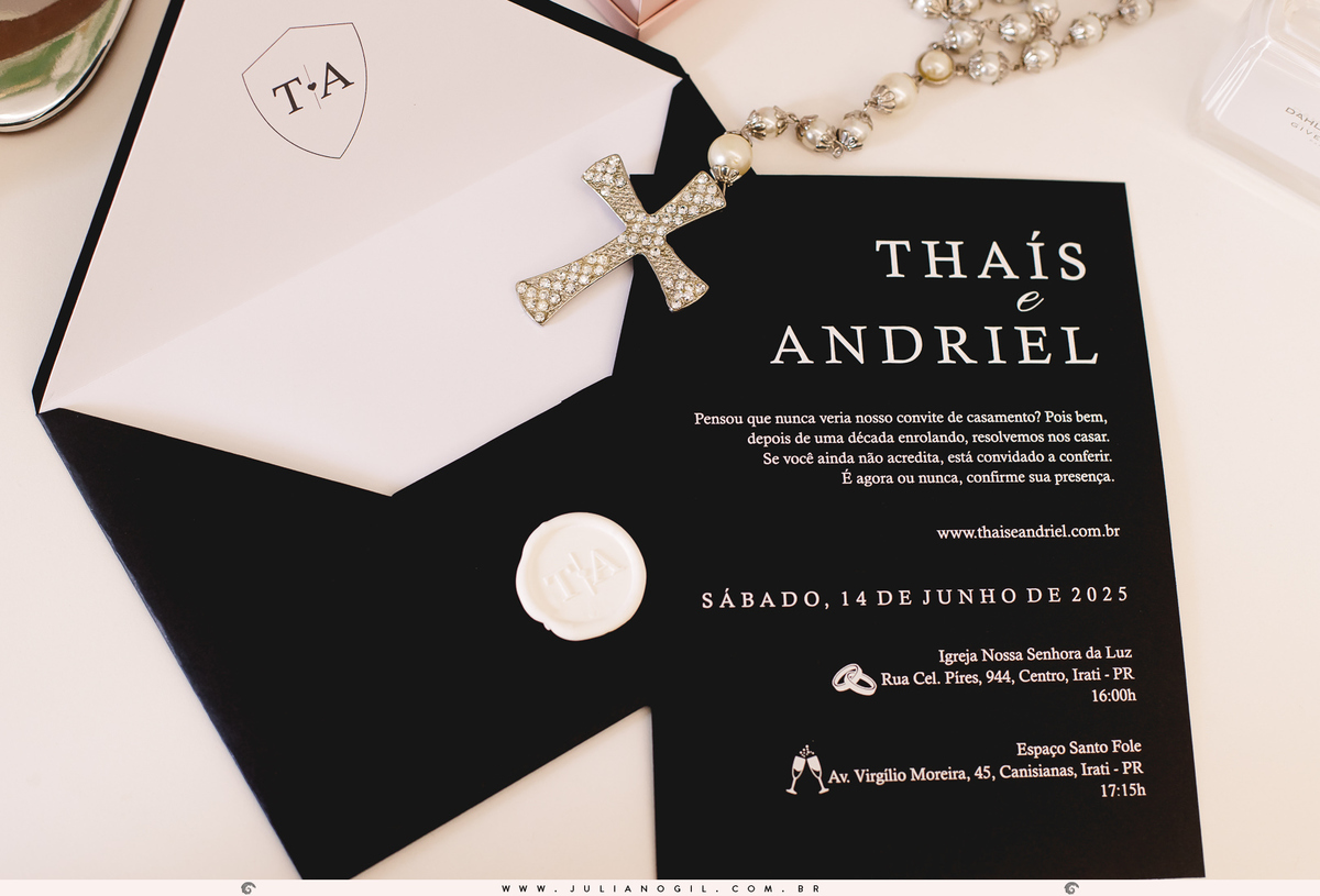 convite de casamento da thais e do andriel