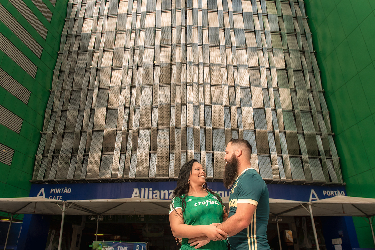 Ensaio pré wedding no estádio do allianz parque o estádio do palmeiras.