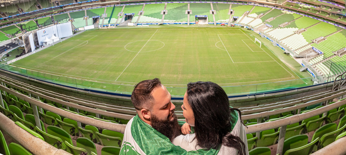 Visão geral do estádio Allianz Parque fotografia de ensaio pré casamento feito pelo fotógrafo Alberto Martinez.