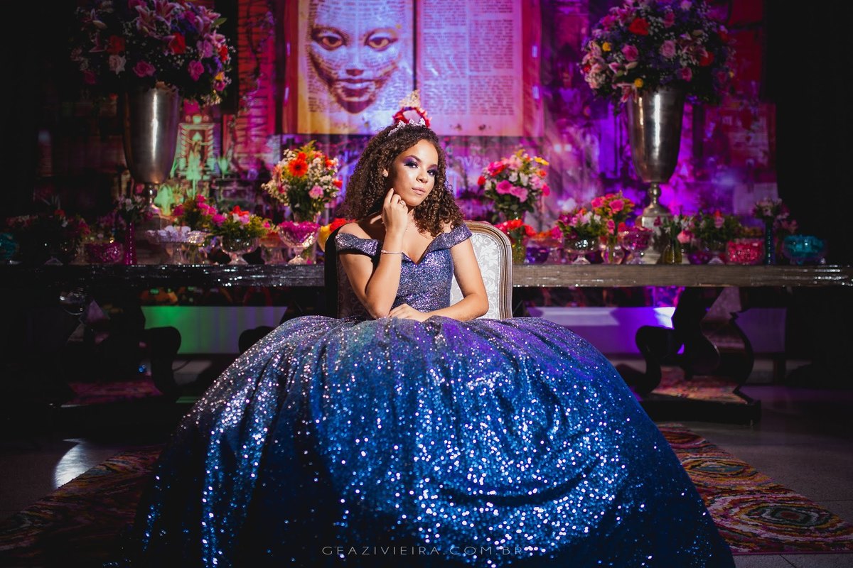 vestido de debutante com brilho