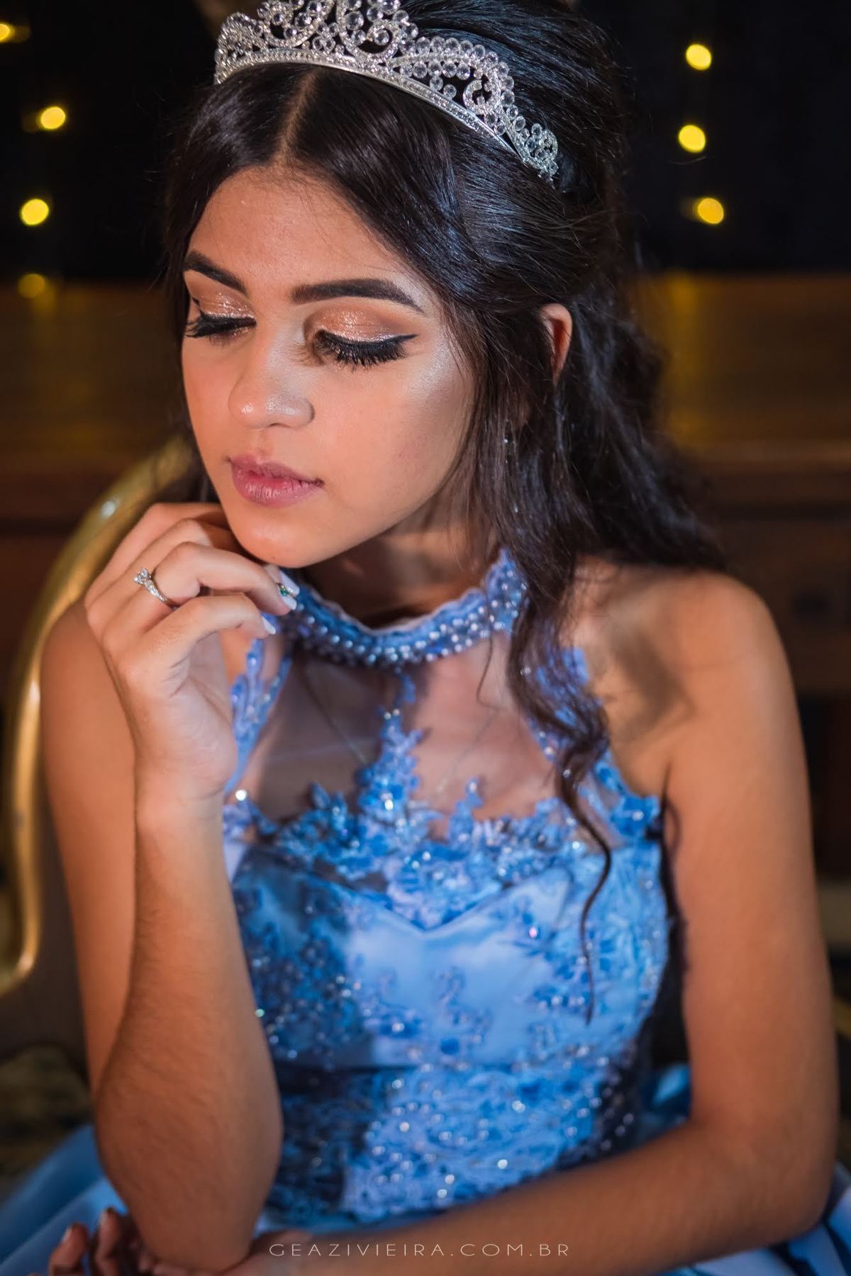 vestido azul para debutante 